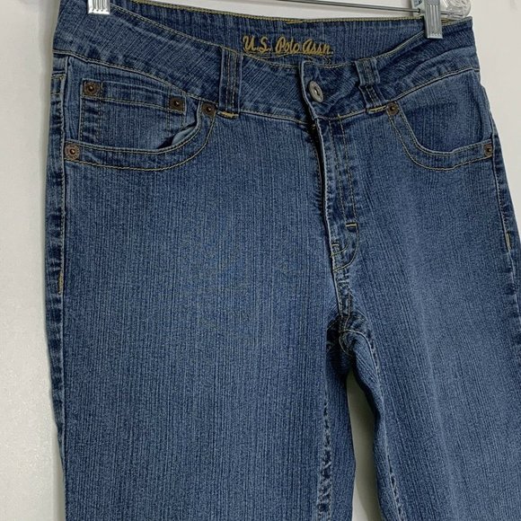 U S Polo Assn Women Jeans University Blue Size 11/12 Mid Rise Boot Cut Pockets - Picture 3 of 8